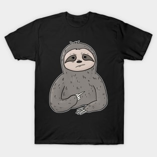 Grumpy Sloth Holding Middle Finger T-Shirt